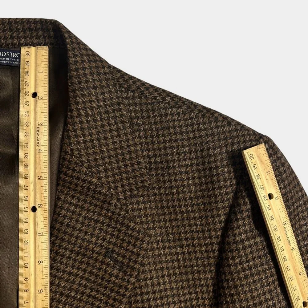 Vintage NORDSTROM Mens Blazer 44L Sport Coat 2-Button Jacket Brown Alpaca Wool